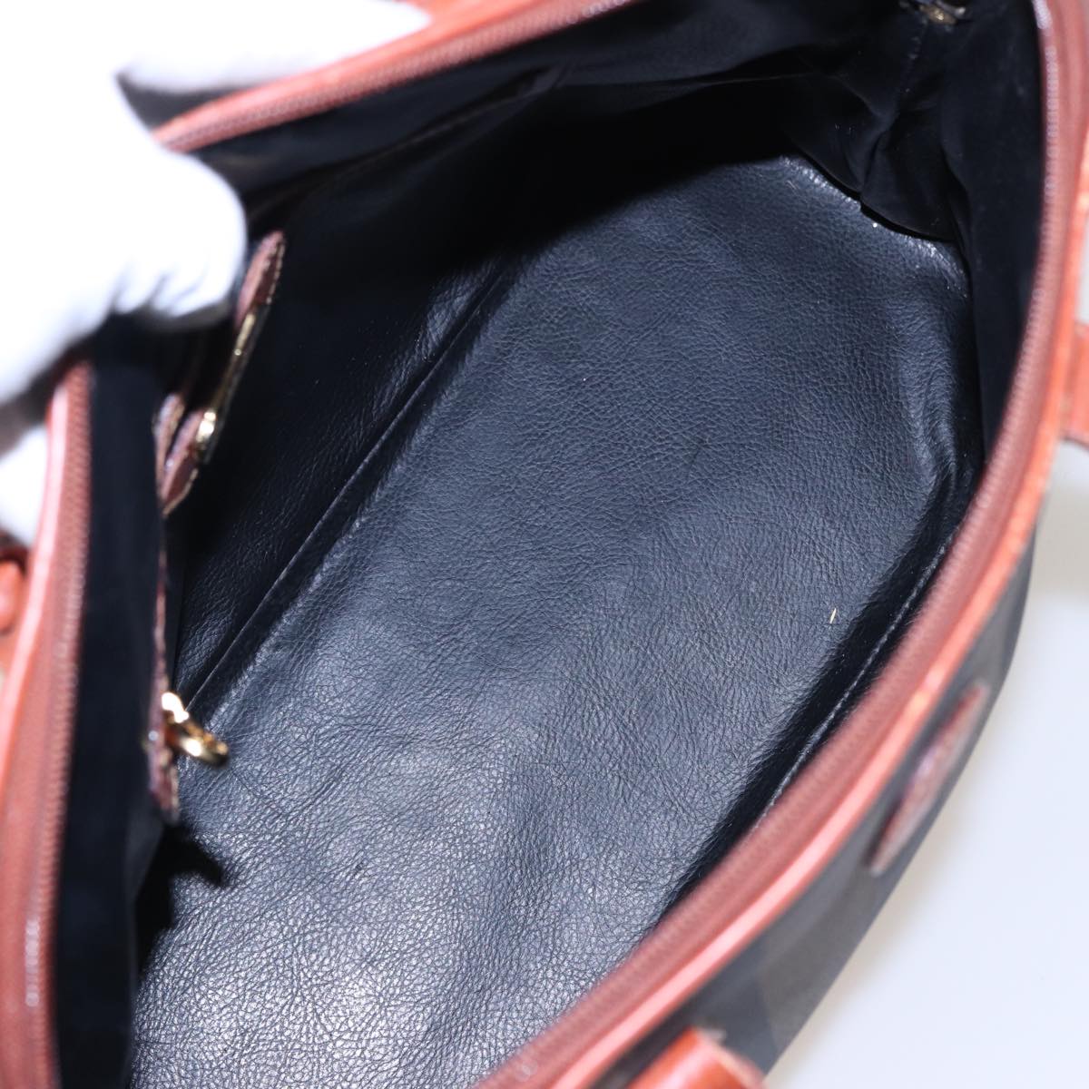 FENDI Pecan Canvas Hand Bag Brown Black 79499
