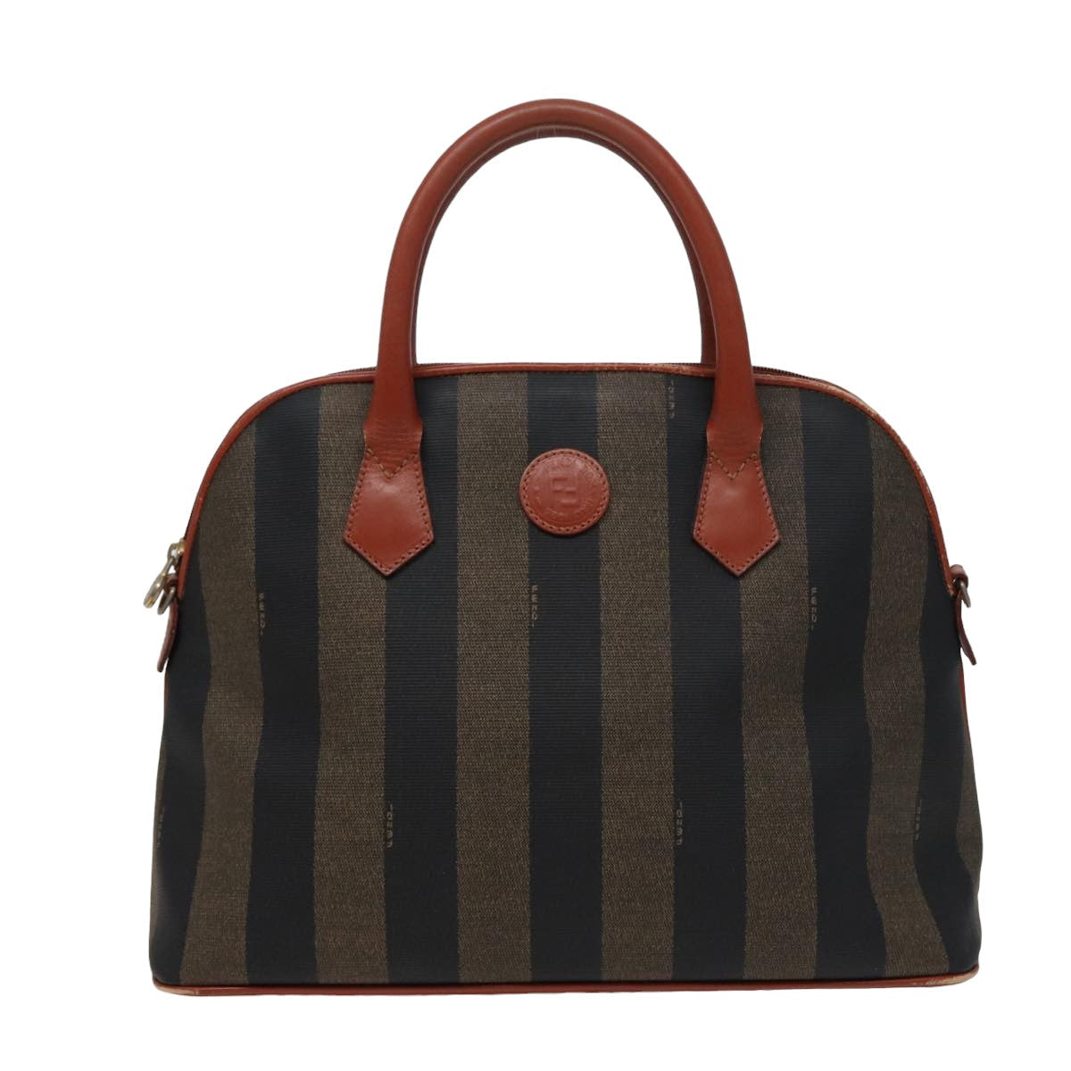 FENDI Pecan Canvas Hand Bag Brown Black 79499