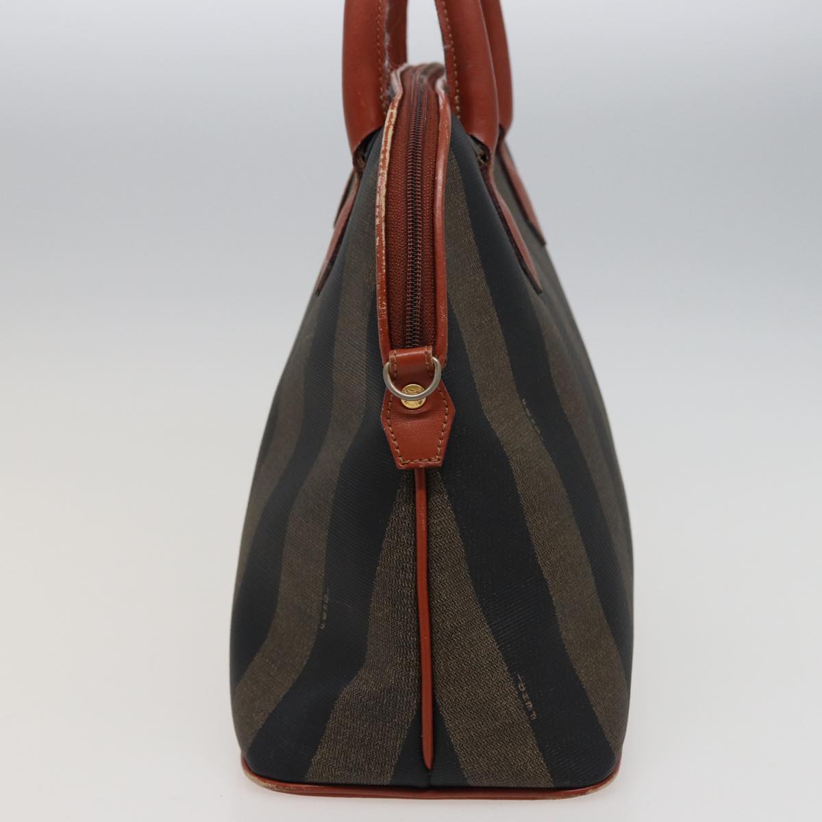 FENDI Pecan Canvas Hand Bag Brown Black 79499