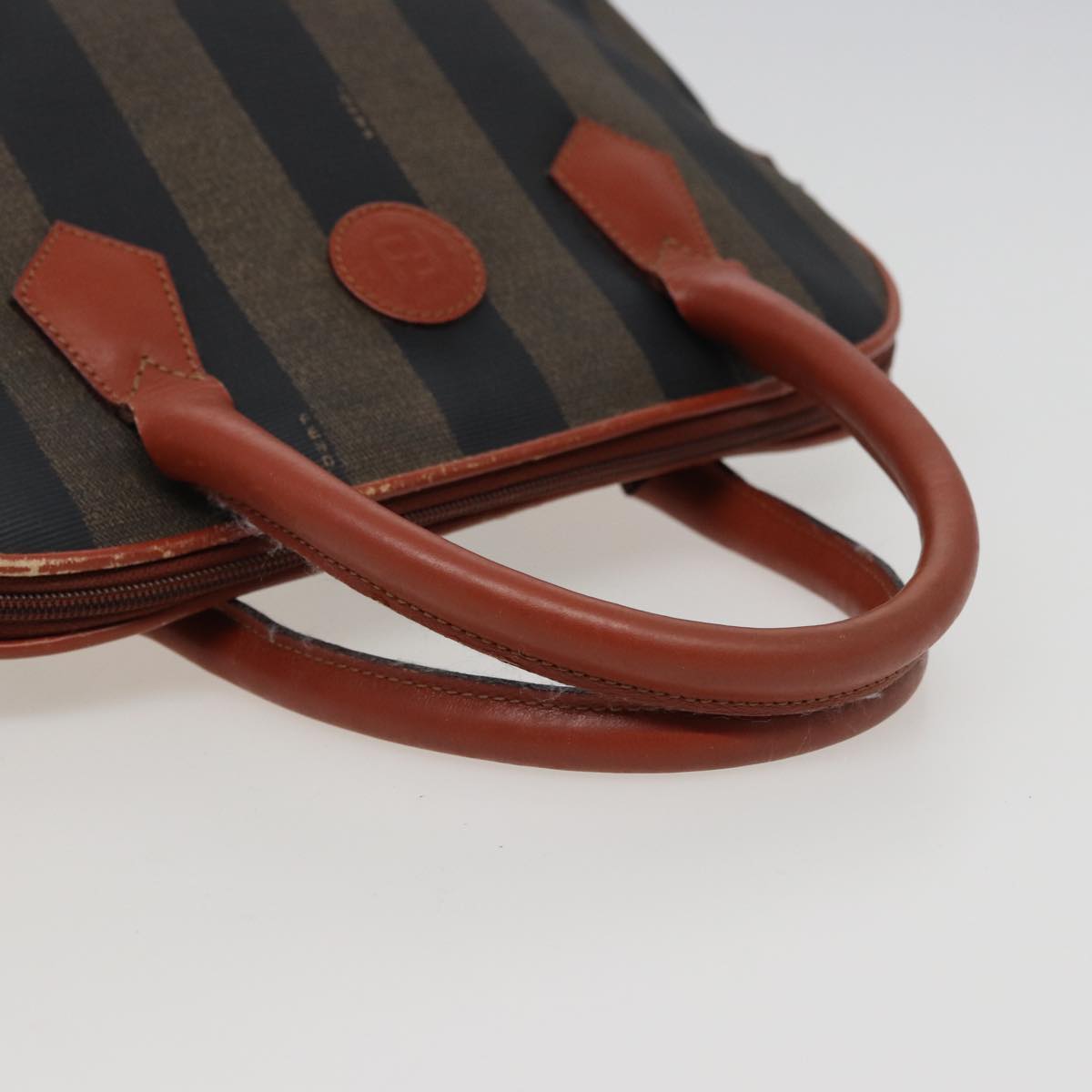 FENDI Pecan Canvas Hand Bag Brown Black 79499
