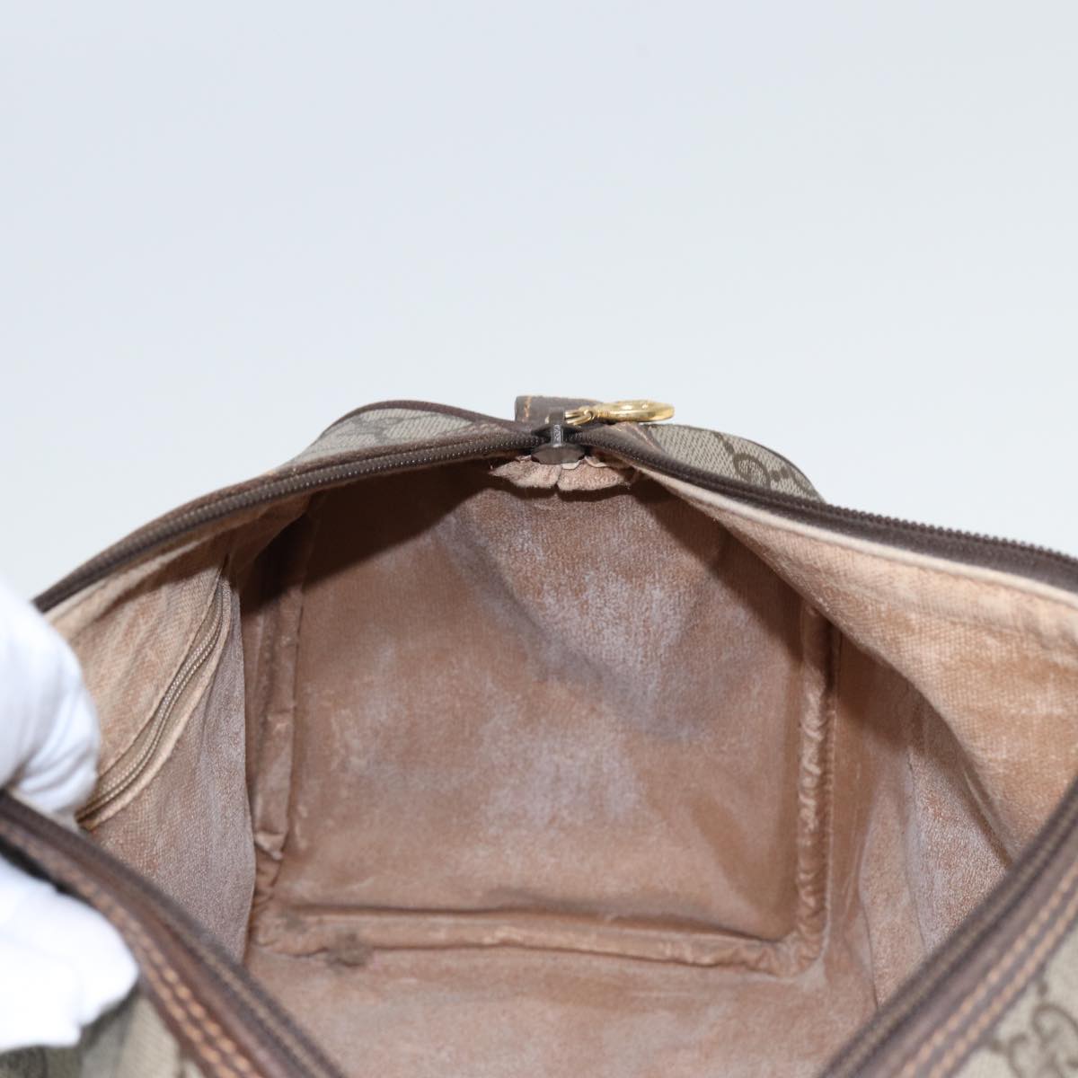 GUCCI GG Supreme Boston Bag PVC Leather Beige 79505