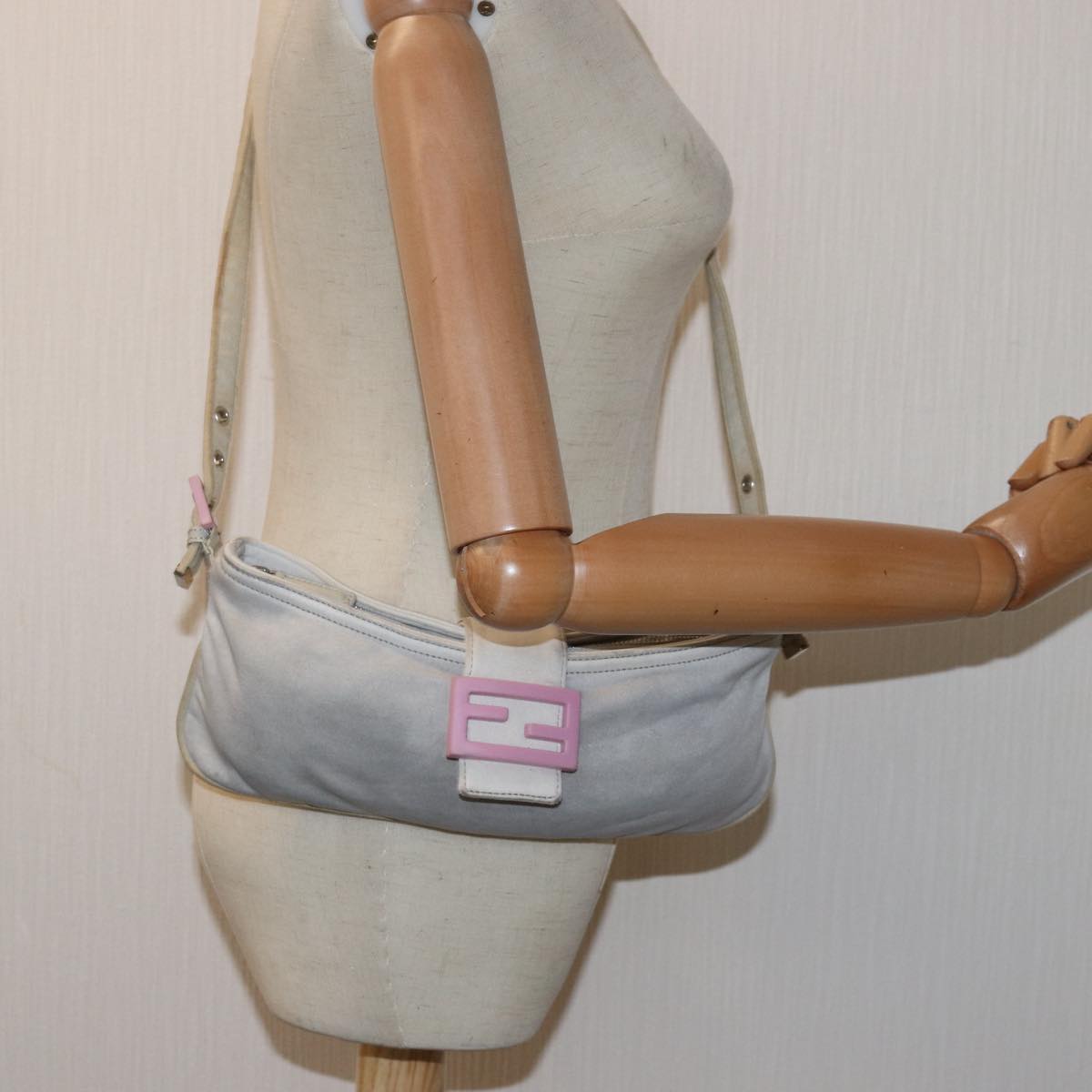 FENDI Shoulder Bag Cotton Gray 79517