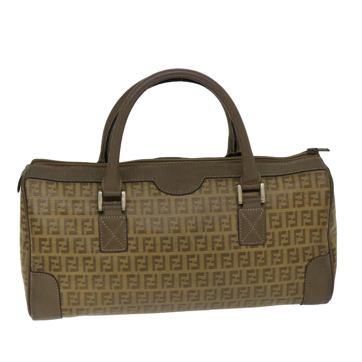 FENDI Zucchino Canvas Boston Bag Vintage Beige 79528