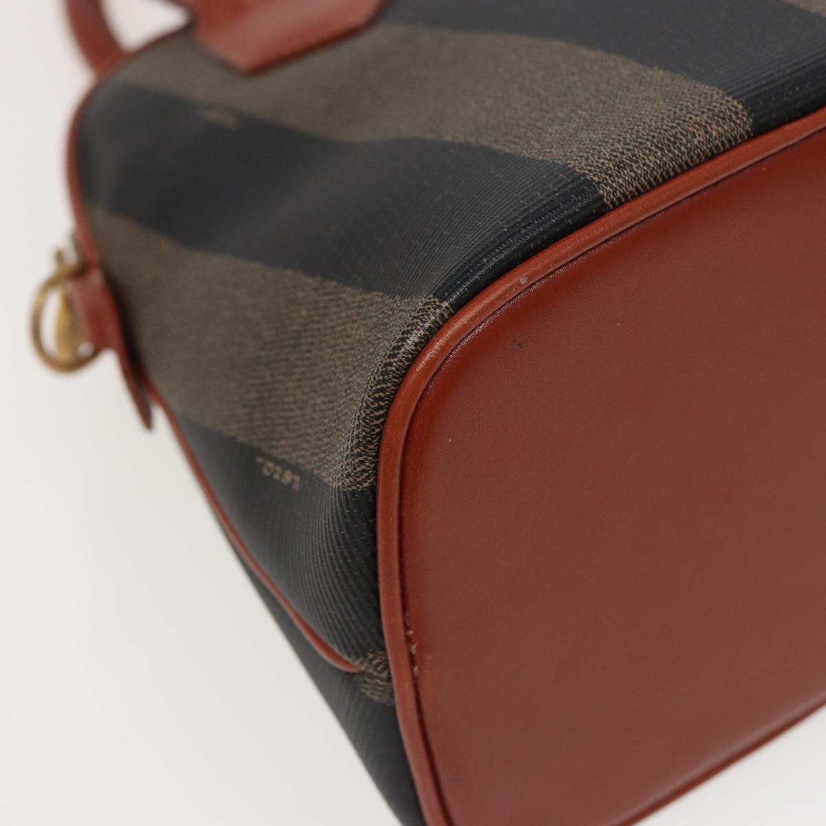 FENDI Pecan Canvas Hand Bag Brown Black 79555