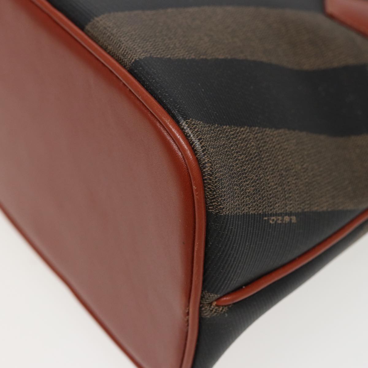 FENDI Pecan Canvas Hand Bag Brown Black 79555