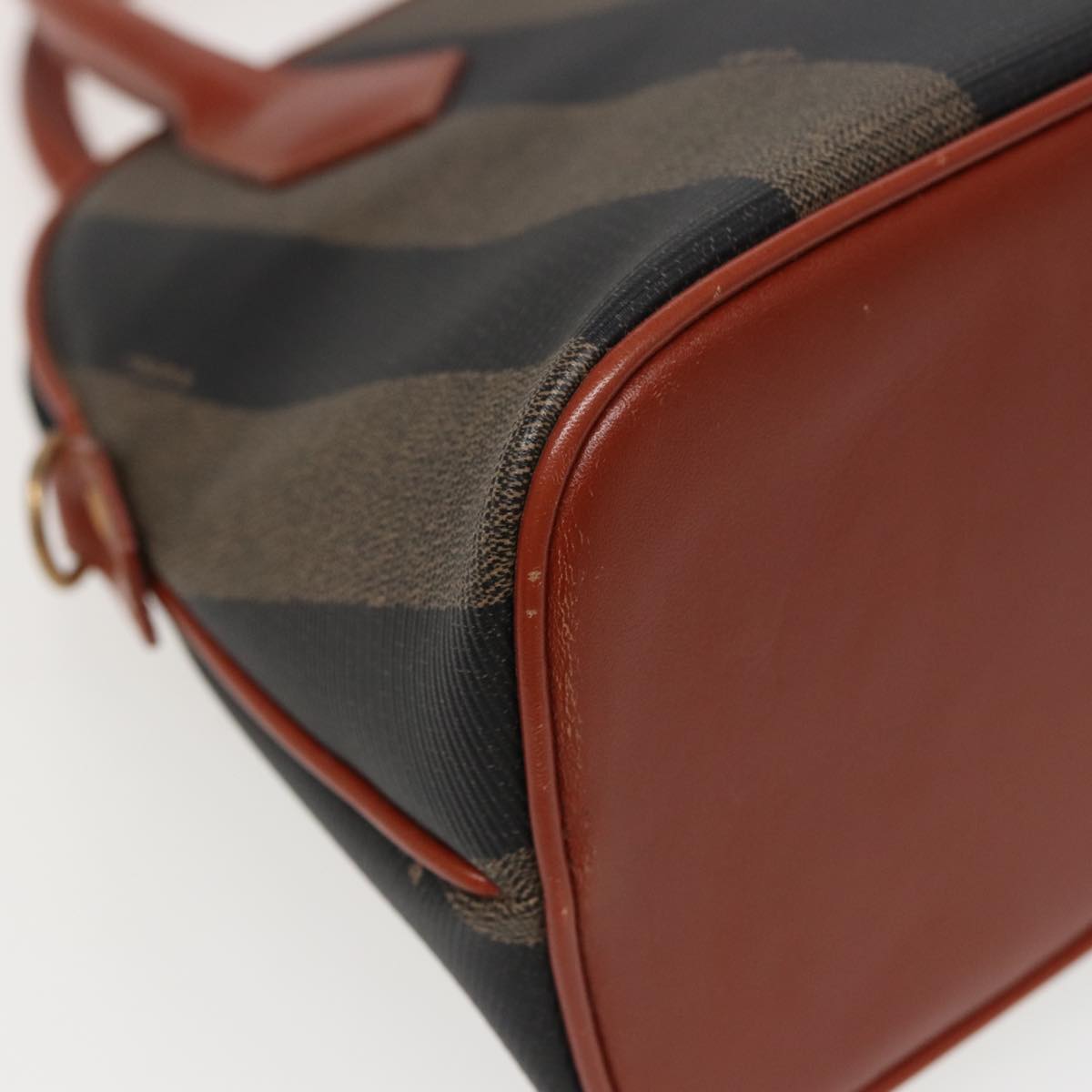 FENDI Pecan Canvas Hand Bag Brown Black 79555