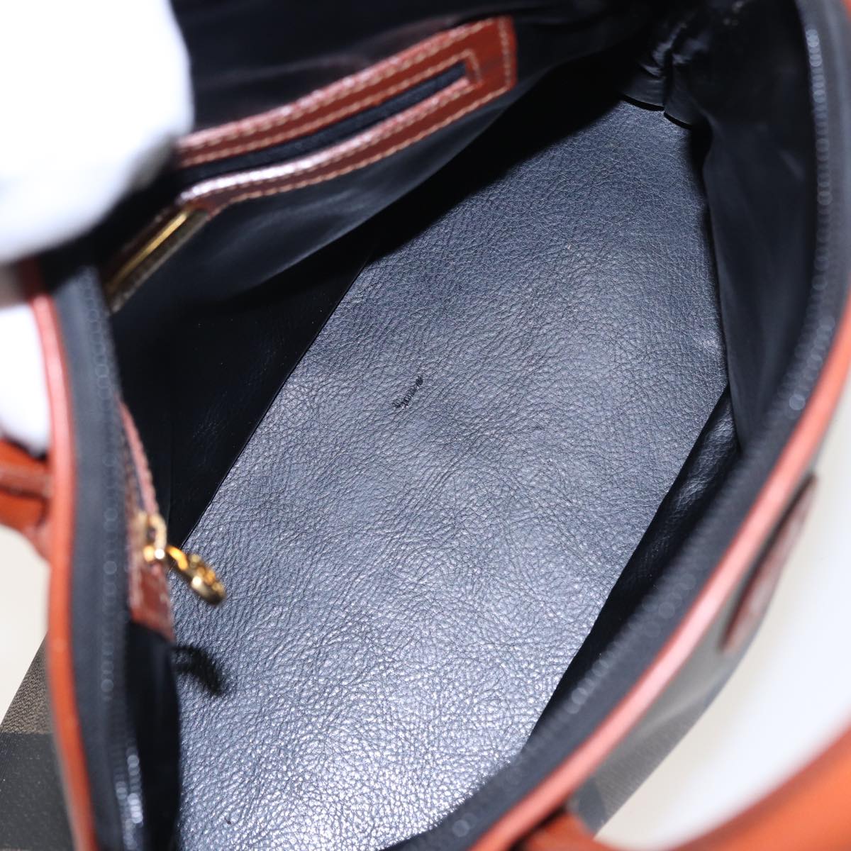 FENDI Pecan Canvas Hand Bag Brown Black 79555