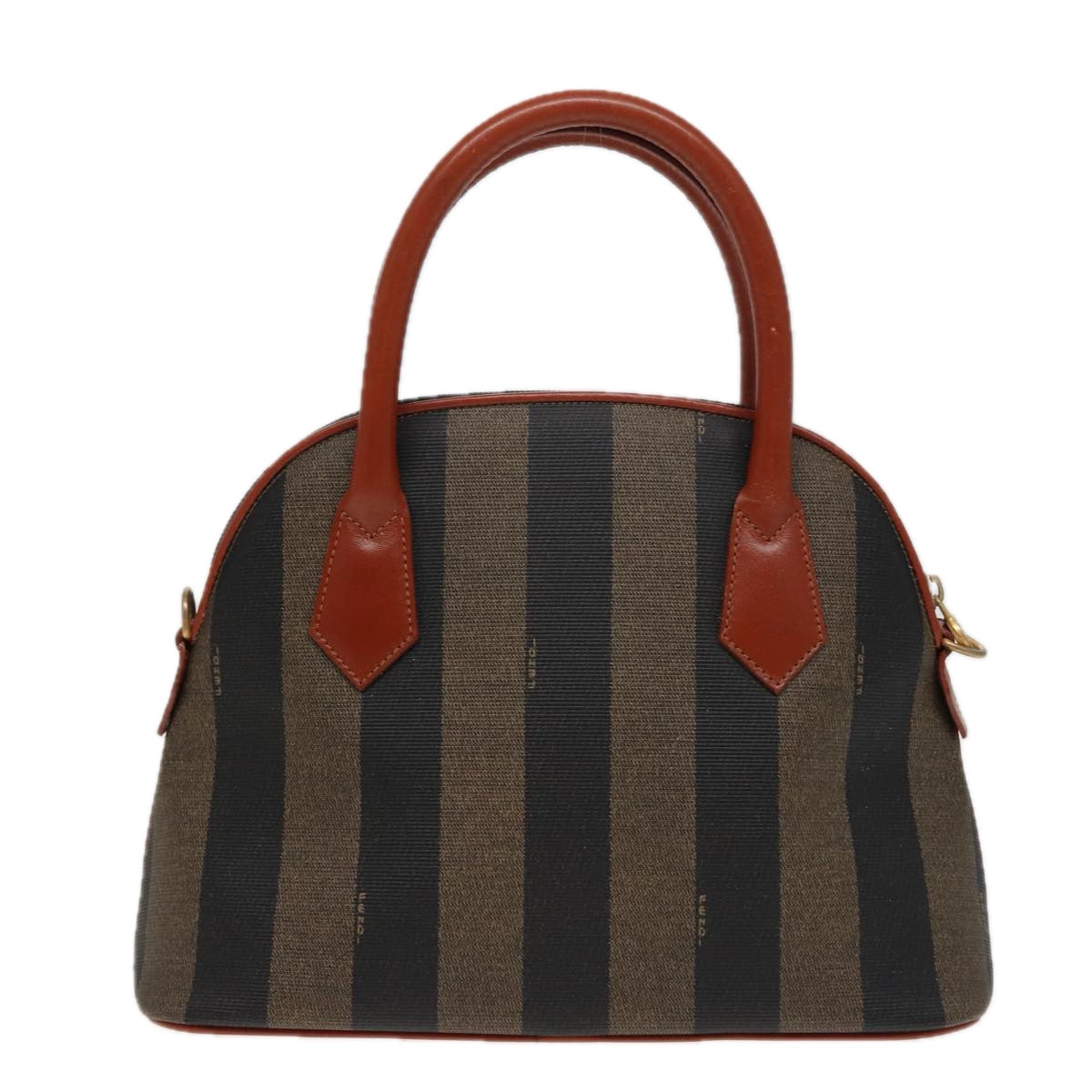 FENDI Pecan Canvas Hand Bag Brown Black 79555