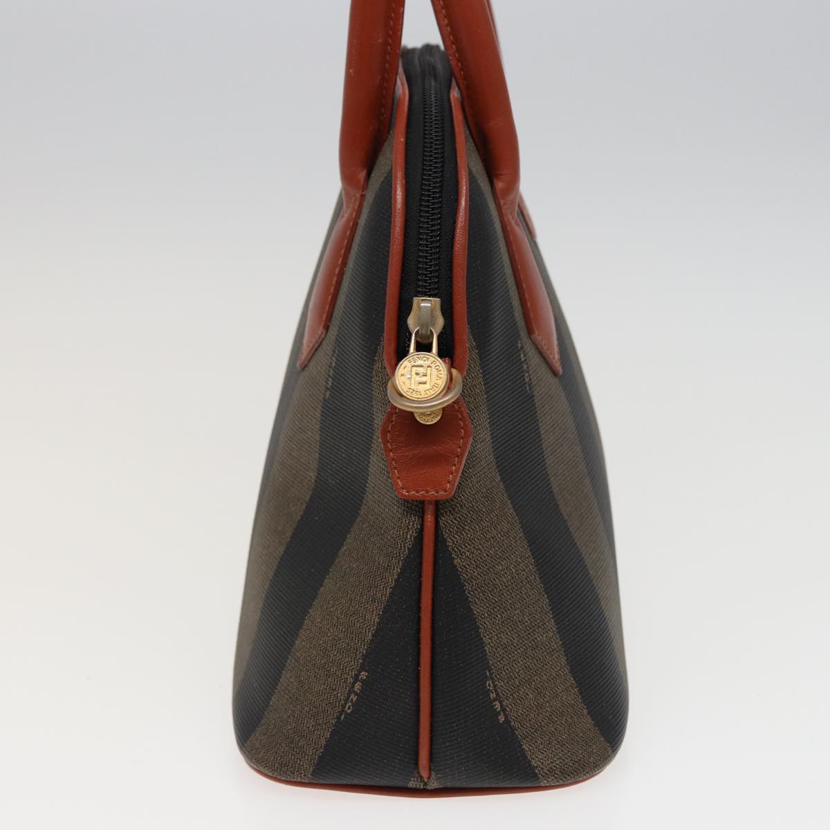 FENDI Pecan Canvas Hand Bag Brown Black 79555