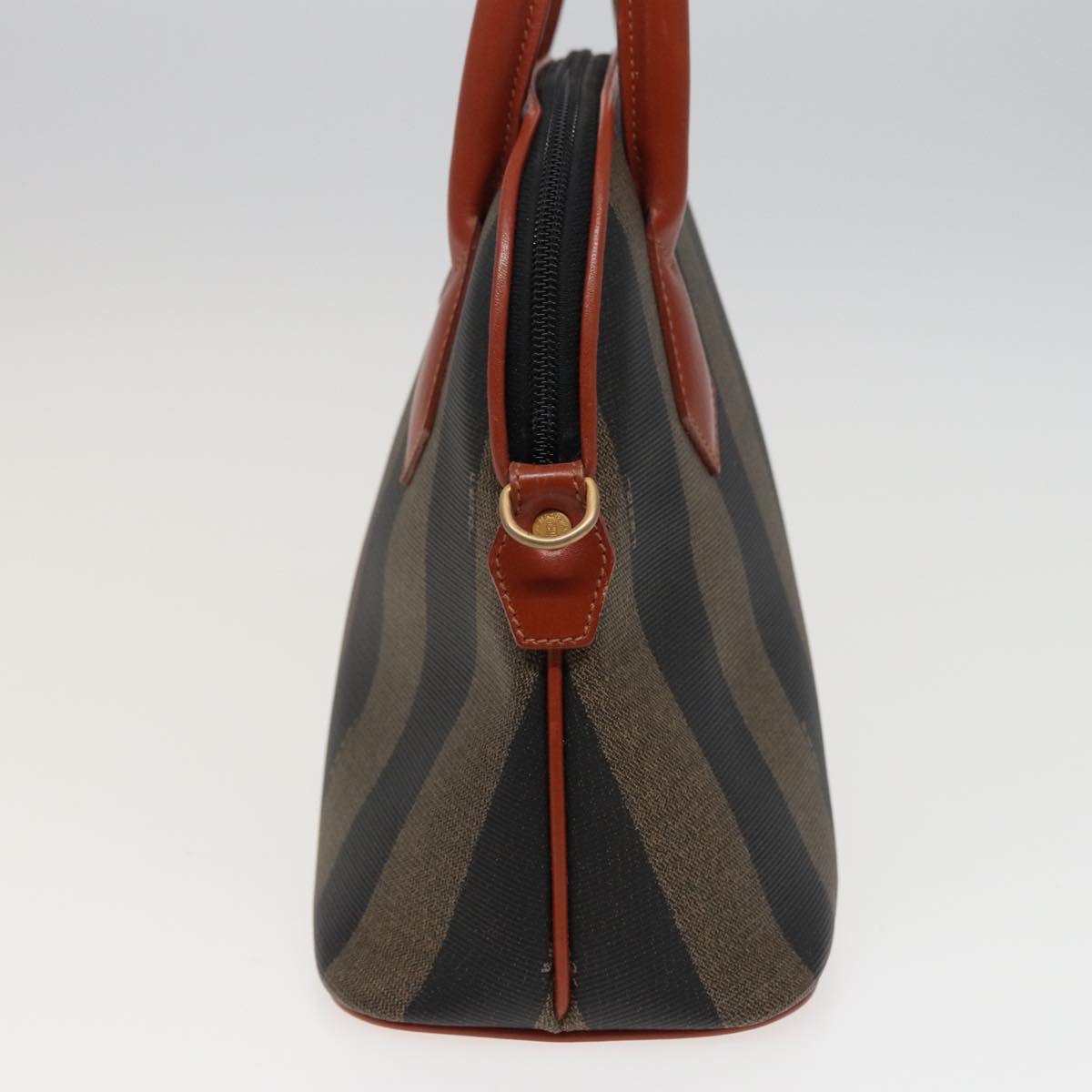 FENDI Pecan Canvas Hand Bag Brown Black 79555