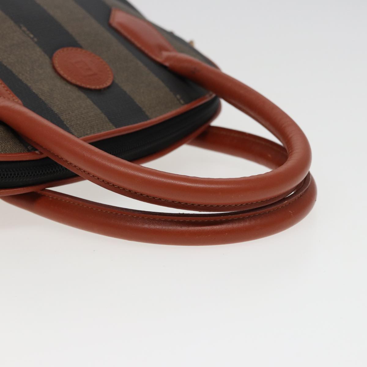 FENDI Pecan Canvas Hand Bag Brown Black 79555
