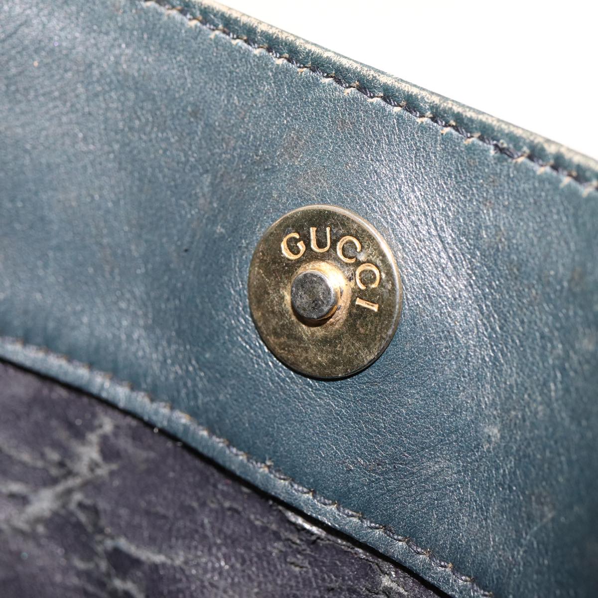 GUCCI Bamboo Hand Bag Leather Outlet 2way Navy 001 8638 79571