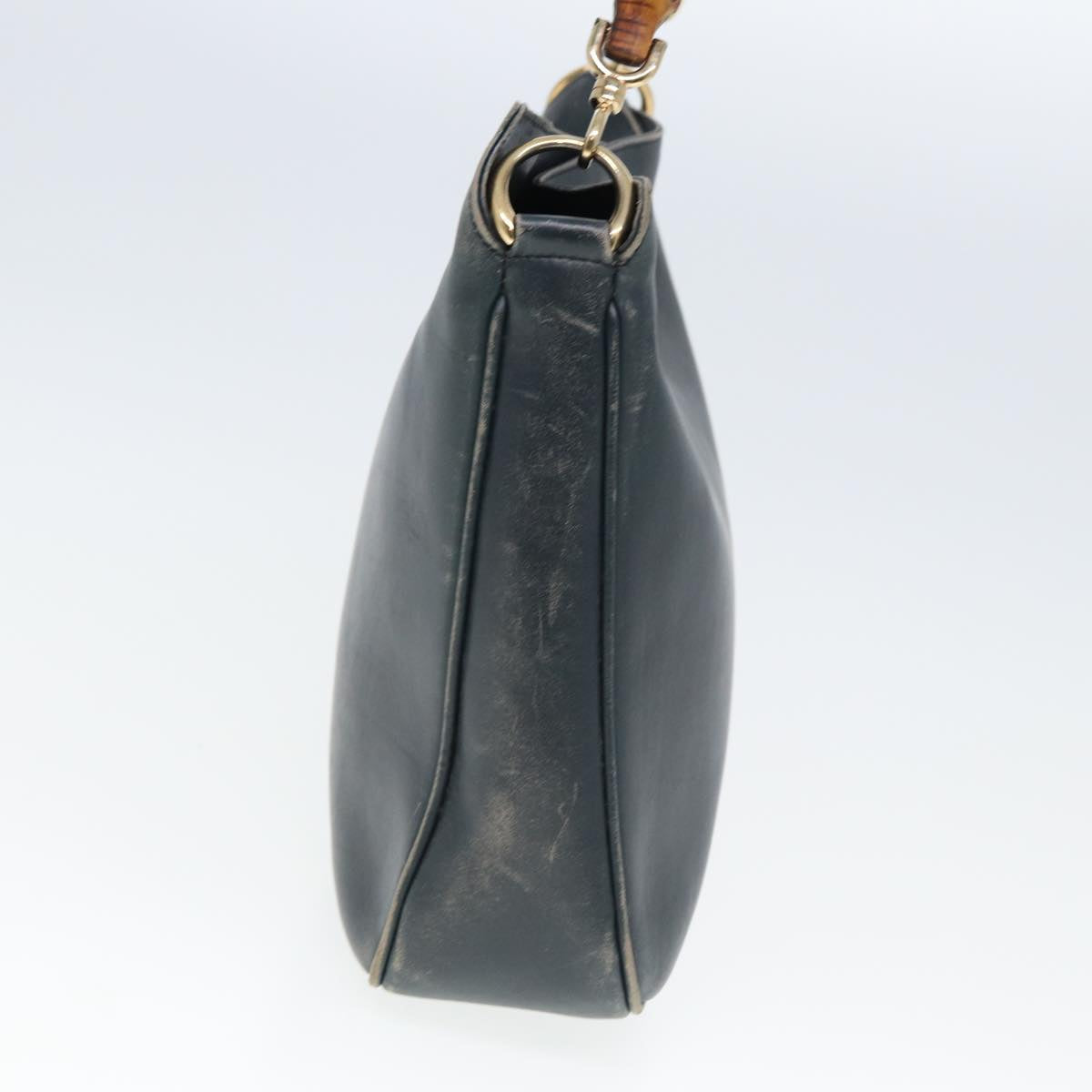 GUCCI Bamboo Hand Bag Leather Outlet 2way Navy 001 8638 79571