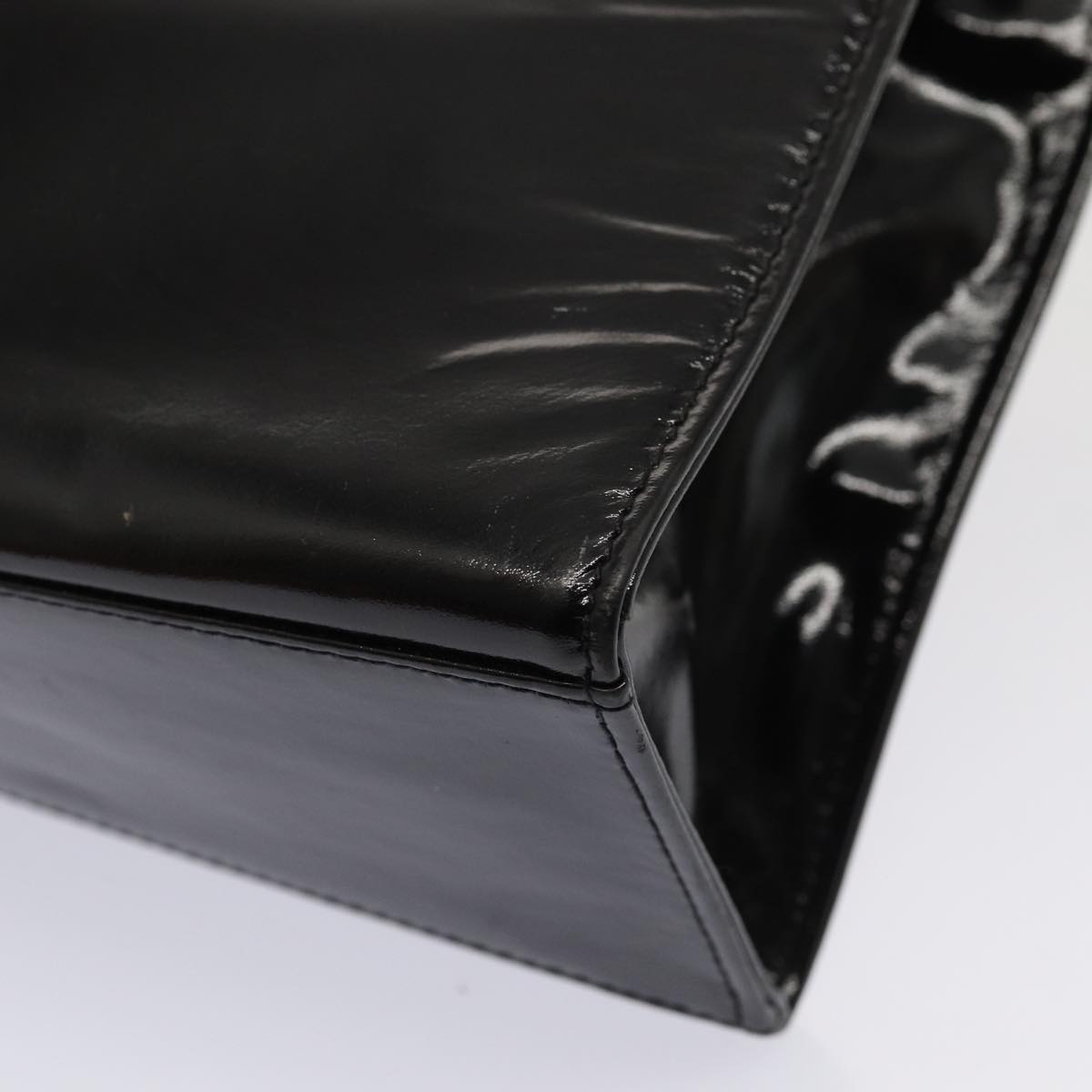 FENDI Hand Bag Enamel Black 79573