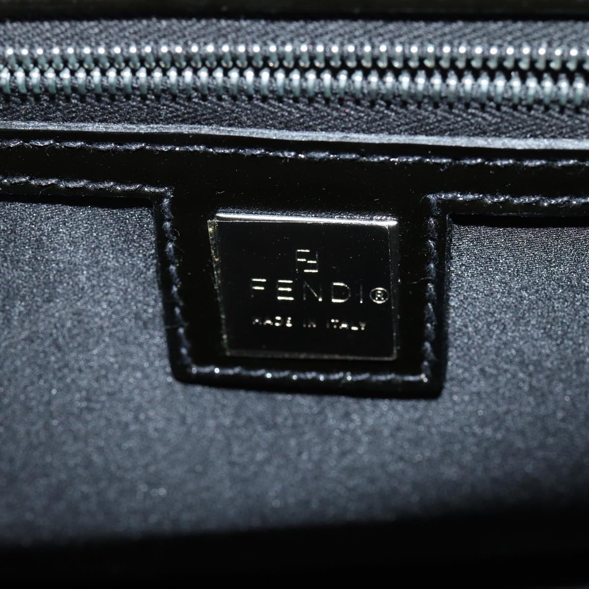 FENDI Hand Bag Enamel Black 79573