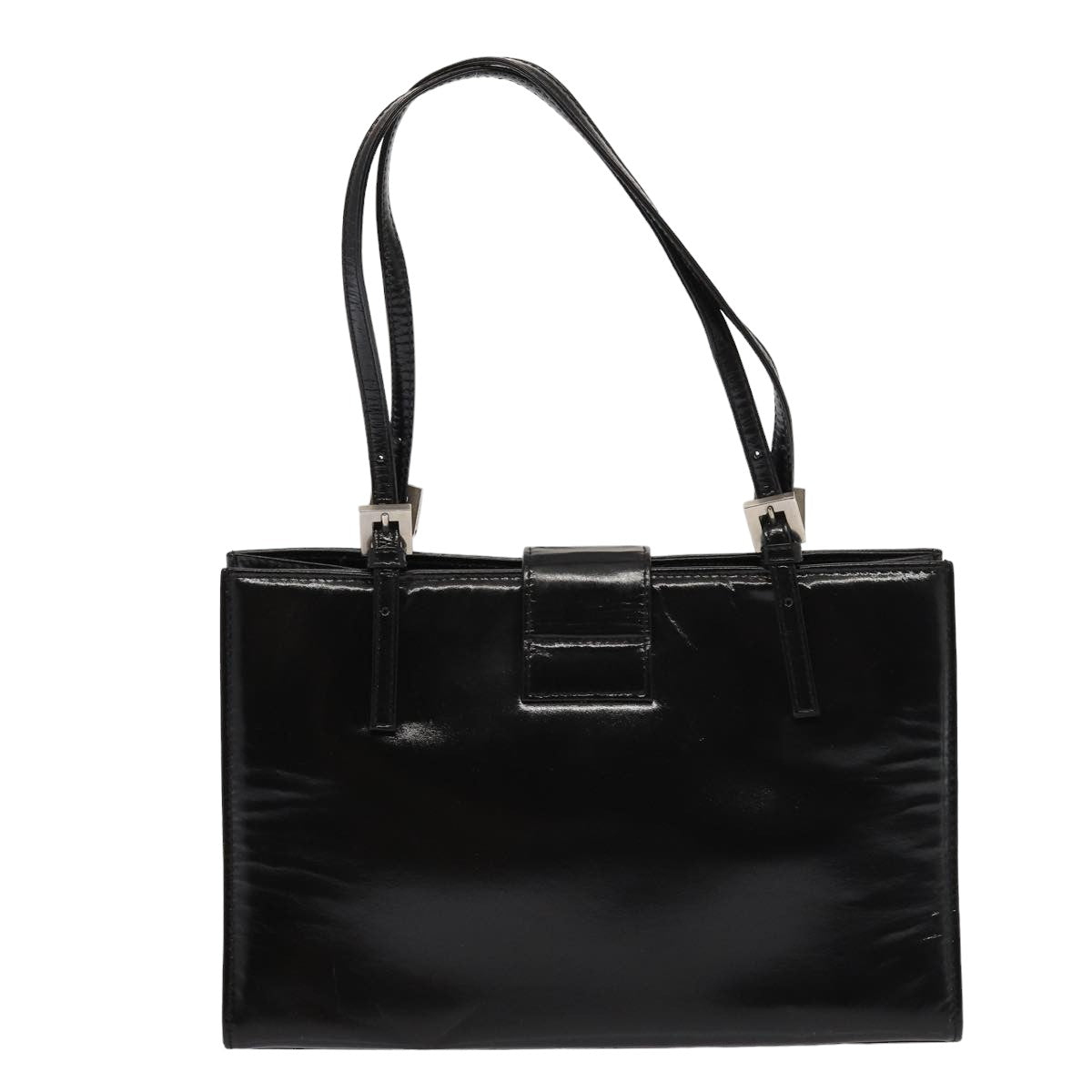 FENDI Hand Bag Enamel Black 79573