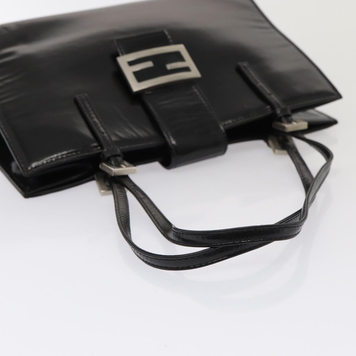 FENDI Hand Bag Enamel Black 79573