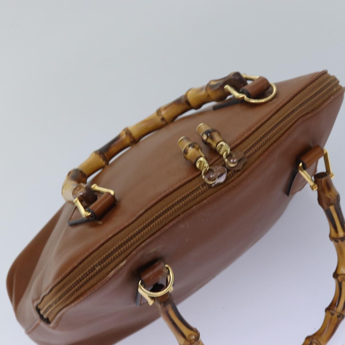 GUCCI Bamboo Hand Bag Leather Brown 000 1274 0290 79612