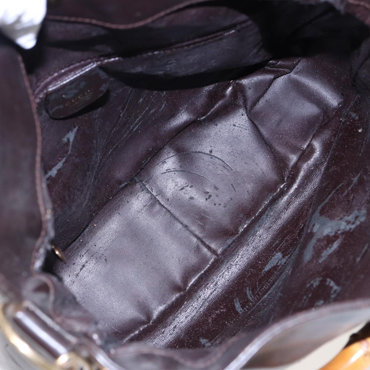 GUCCI Bamboo Hand Bag Leather 2way Brown 001 1705 1638 79613