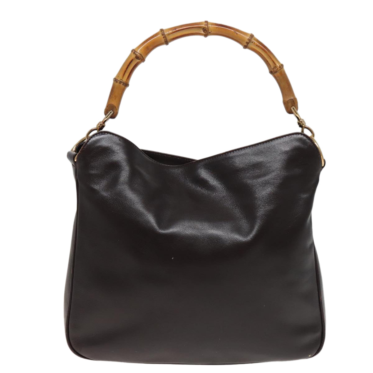 GUCCI Bamboo Hand Bag Leather 2way Brown 001 1705 1638 79613