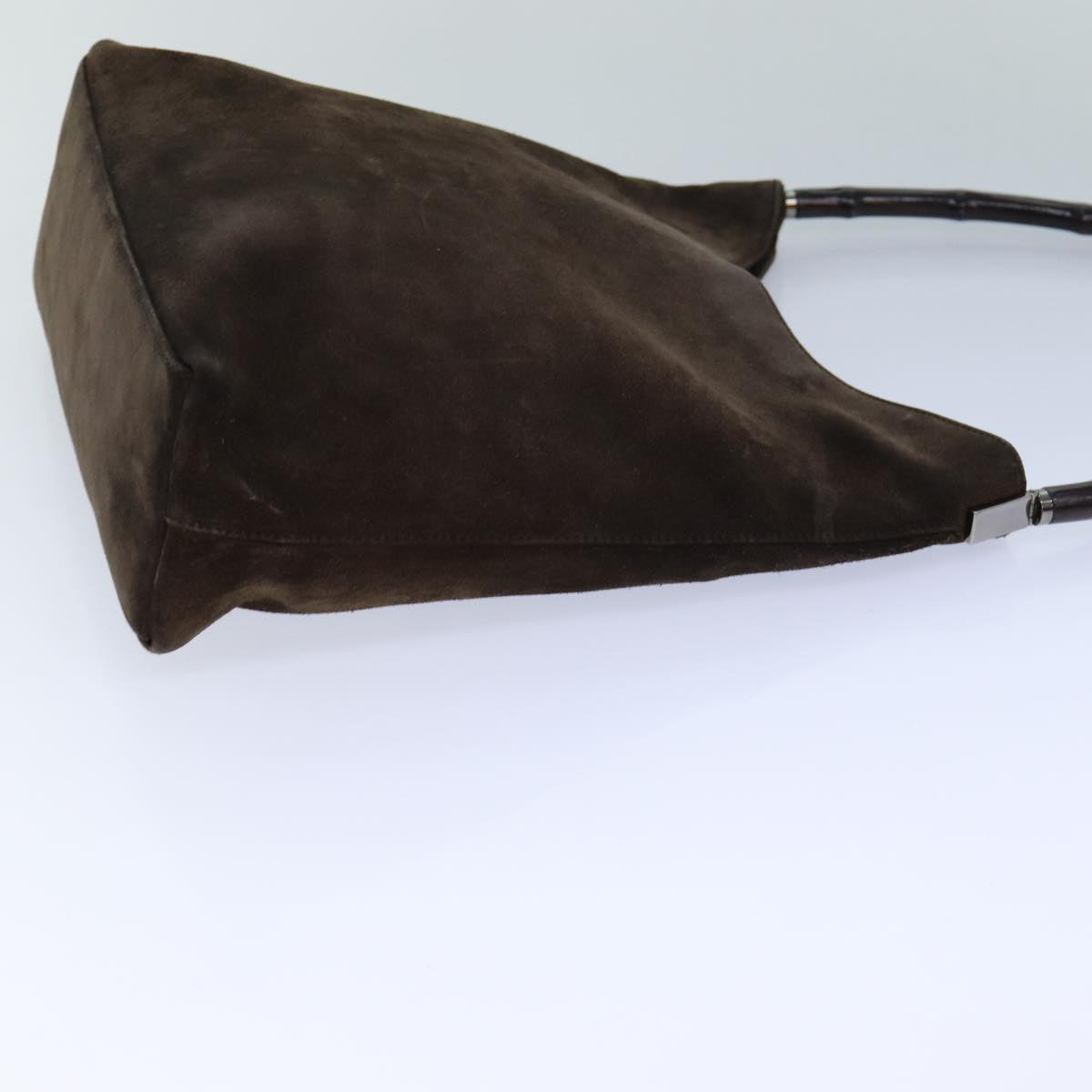 GUCCI Bamboo Shoulder Bag Suede Brown 79618