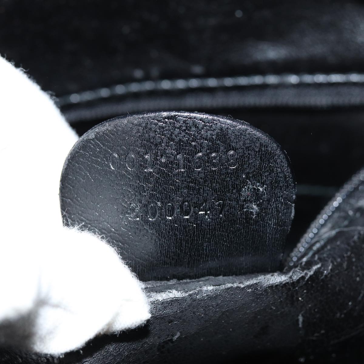 GUCCI Bamboo Hand Bag Leather 2way Black 001 1638 79644