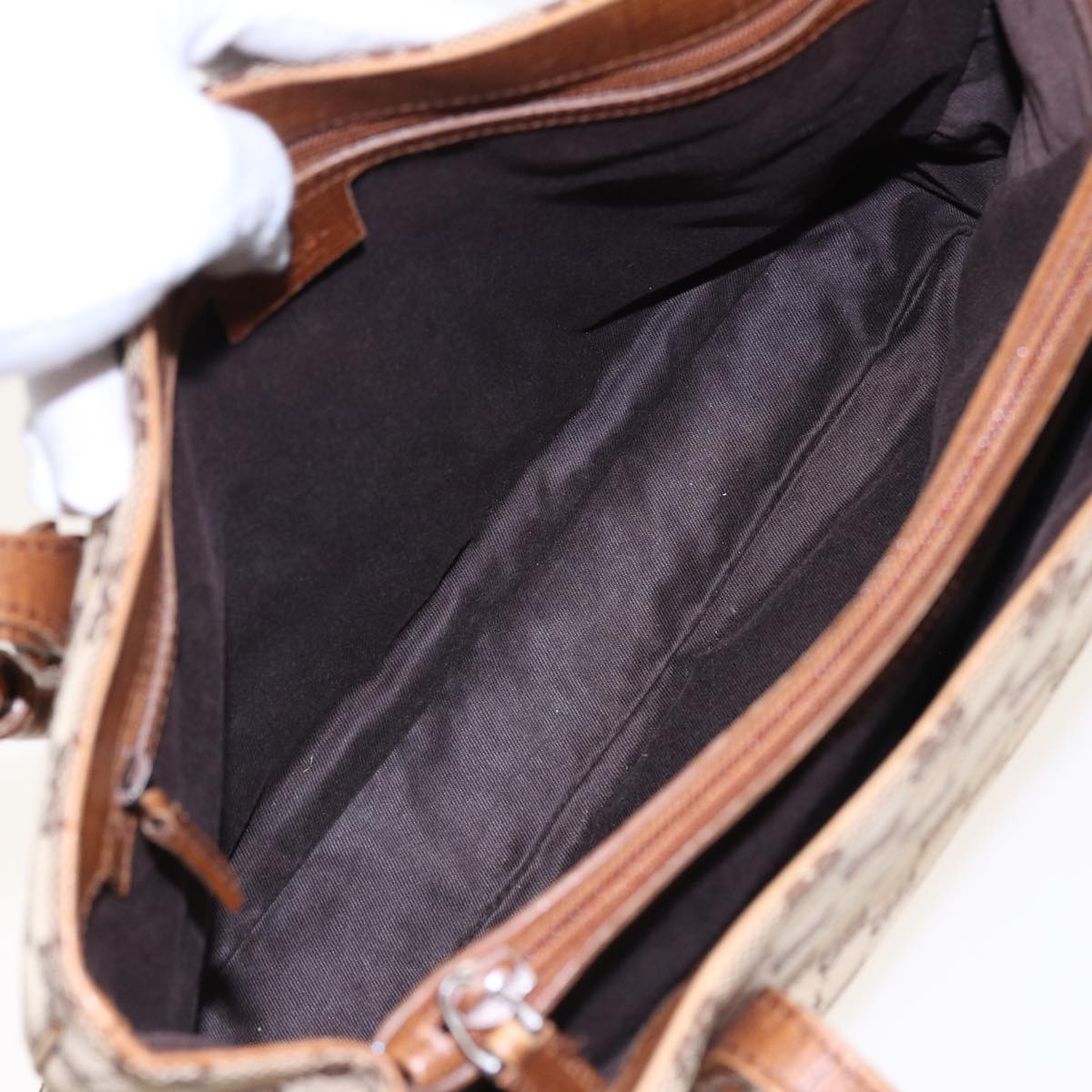 GUCCI GG Canvas Bamboo Hand Bag Beige 112526 79676