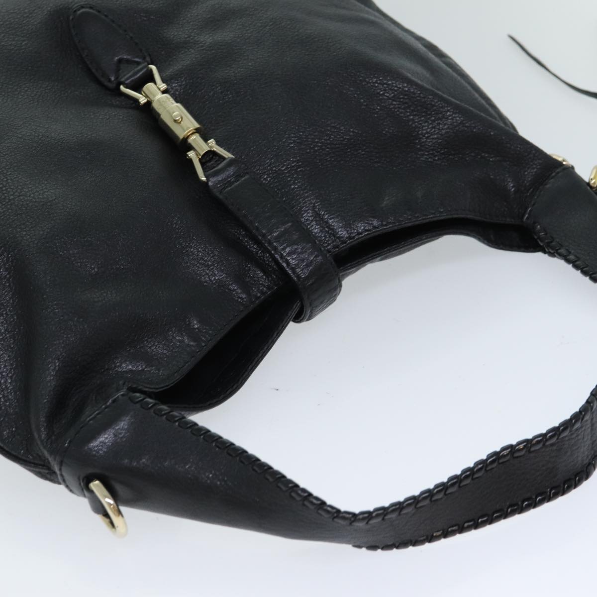 GUCCI Bamboo Jackie Shoulder Bag Leather Black 223929 79722
