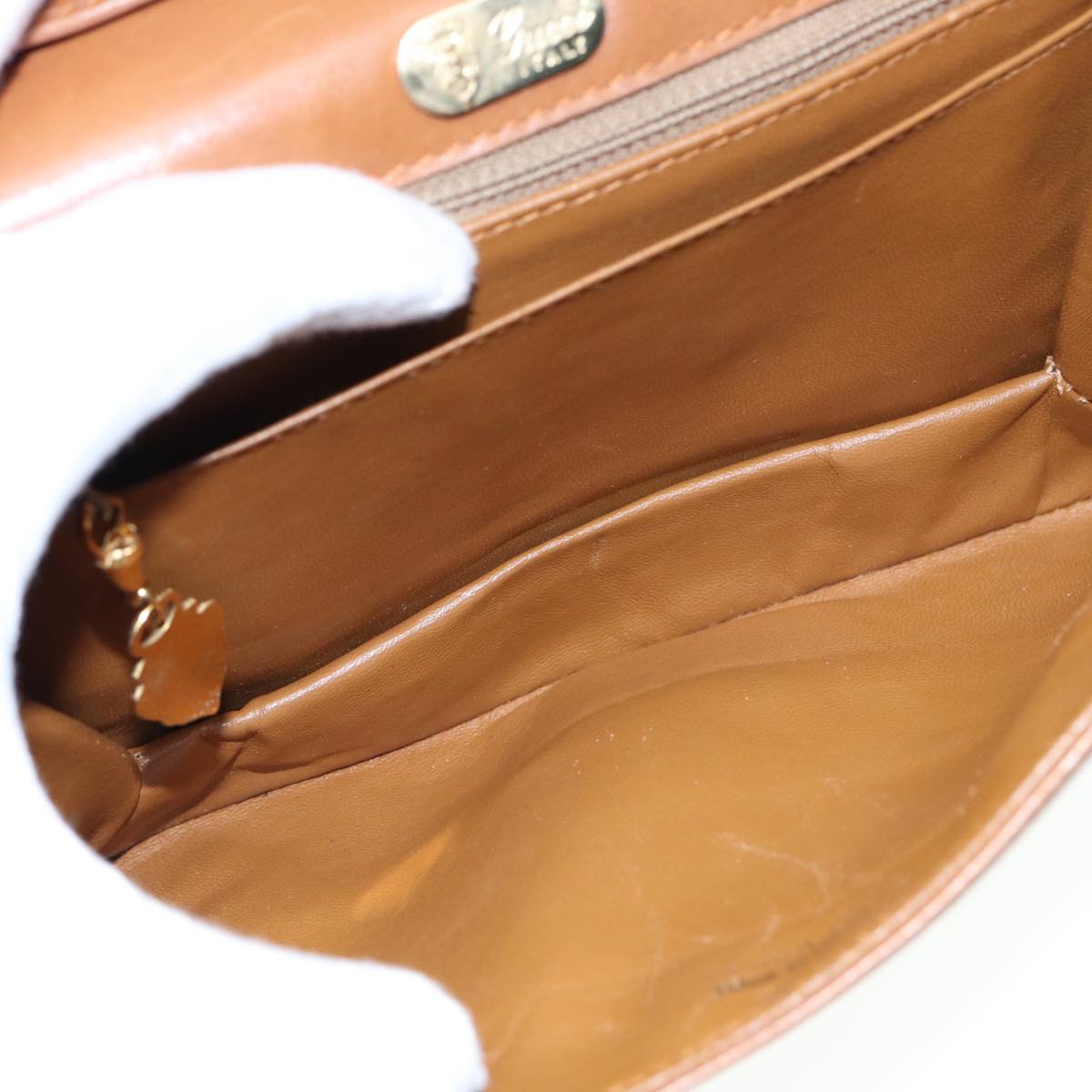 GUCCI Shoulder Bag Leather Brown 79733