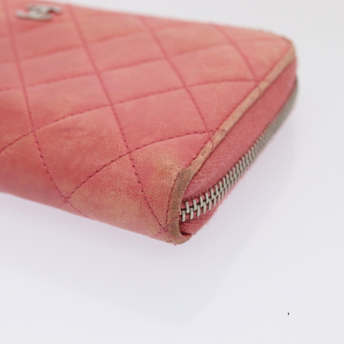 CHANEL Matelasse Long Wallet Lamb Skin Pink CC 79765