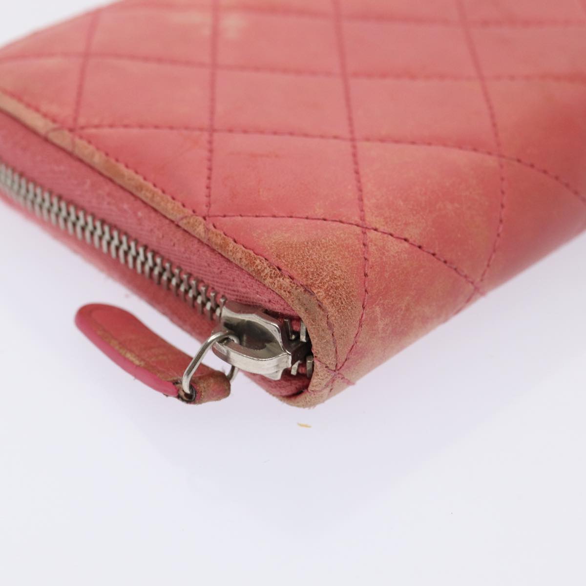 CHANEL Matelasse Long Wallet Lamb Skin Pink CC 79765