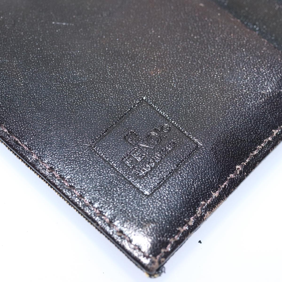 FENDI Zucca Canvas Wallet Black Brown 79791