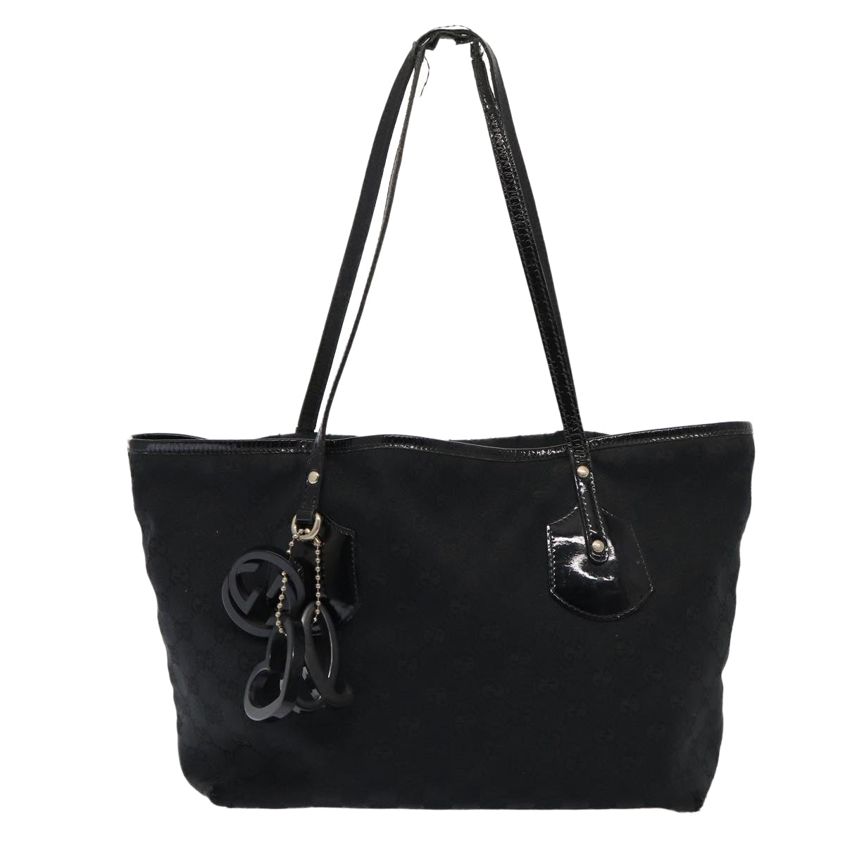 GUCCI Bamboo GG Canvas Shoulder Bag Leather Canvas 2Set Black 79793