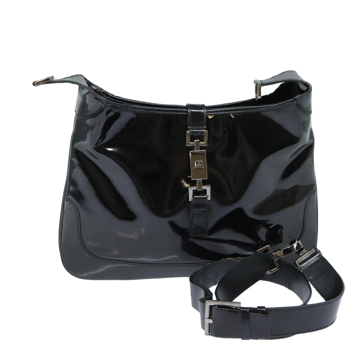 GUCCI Jackie Shoulder Bag Enamel Black 001 4272 79821