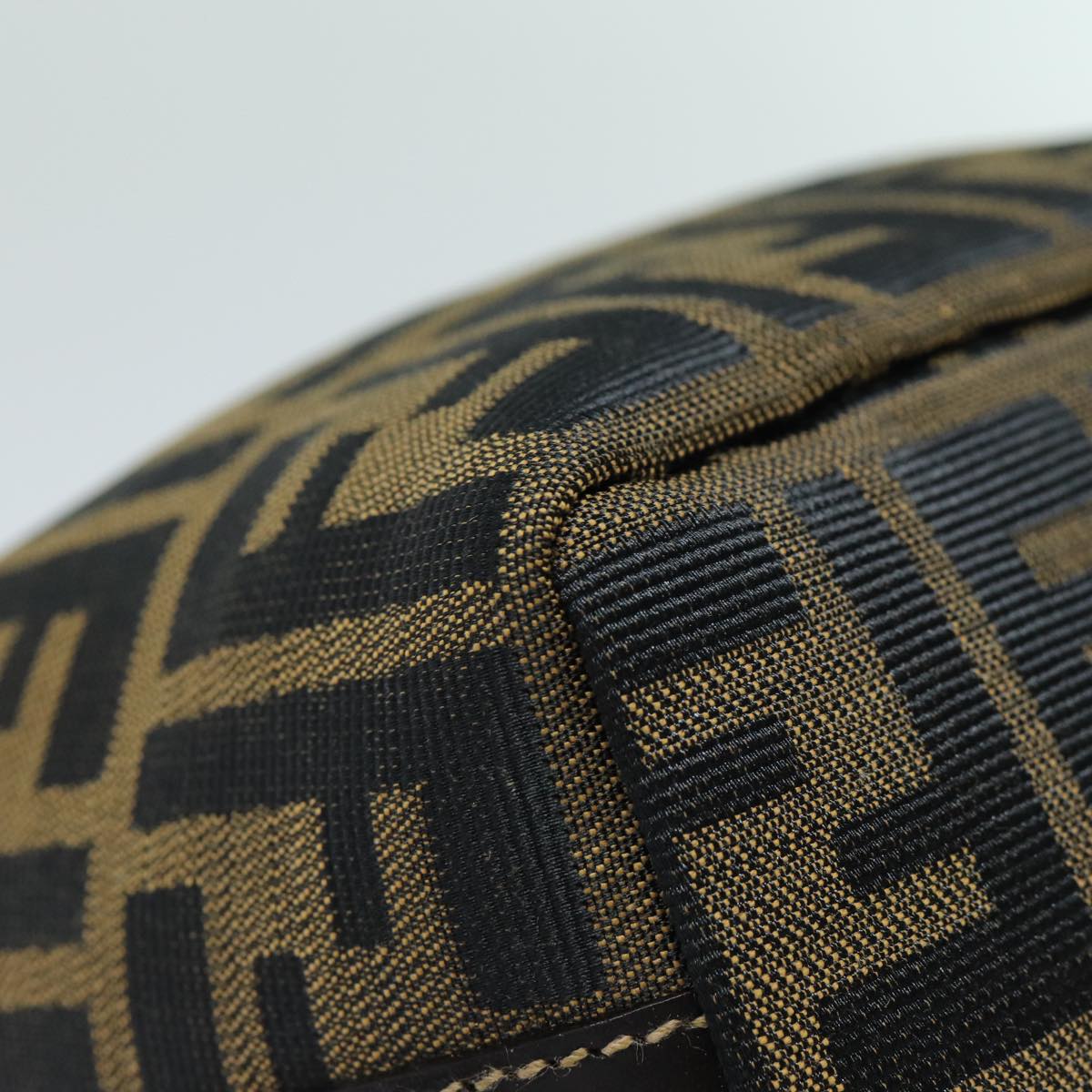 FENDI Zucca Canvas Vanity Hand Bag Brown Black 79848