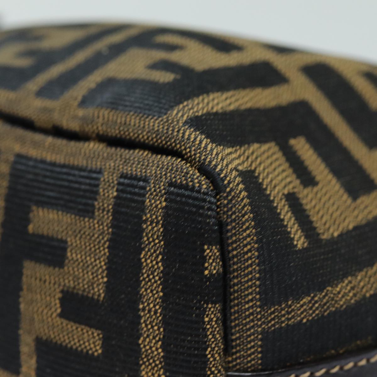 FENDI Zucca Canvas Vanity Hand Bag Brown Black 79848