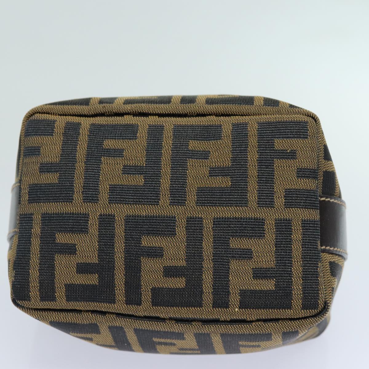 FENDI Zucca Canvas Vanity Hand Bag Brown Black 79848