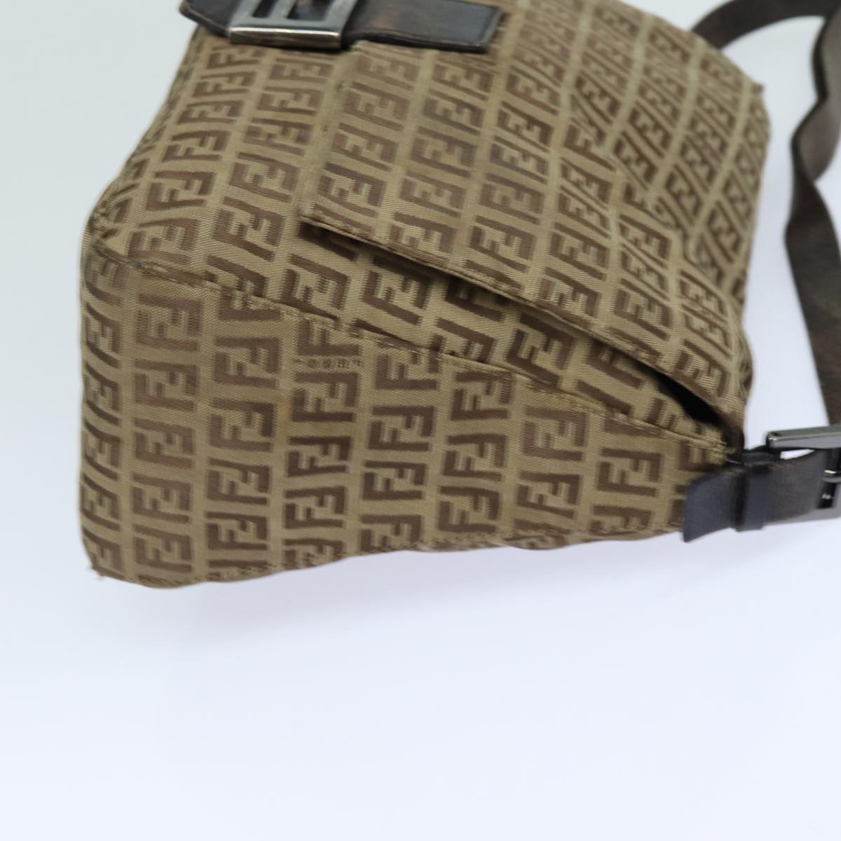 FENDI Zucchino Canvas Mamma Baguette Shoulder Bag Brown 79849