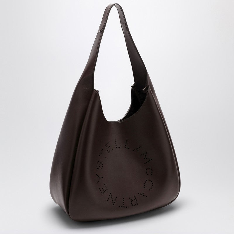 Stella Mccartney Black Leather Hobo Bag With Logo Women