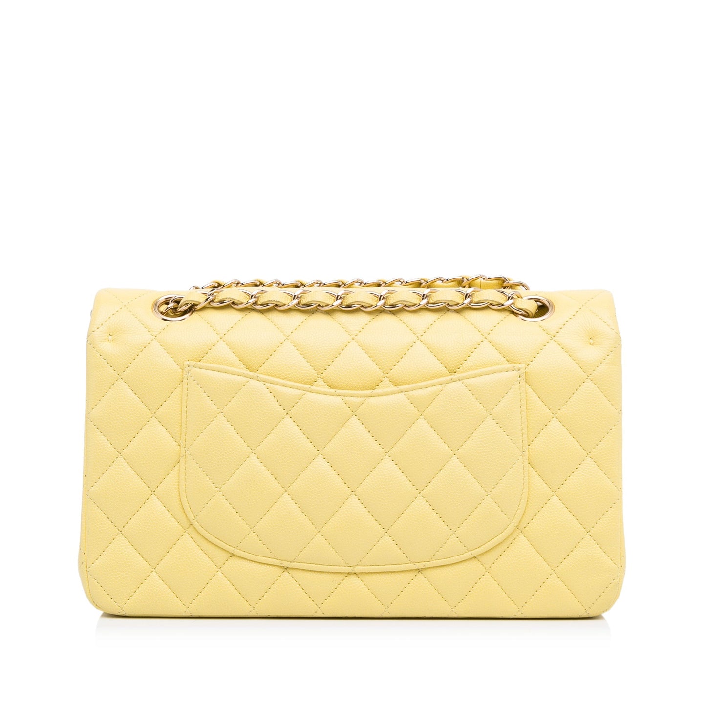 Chanel Classic Double Flap Medium Yellow Caviar Silver