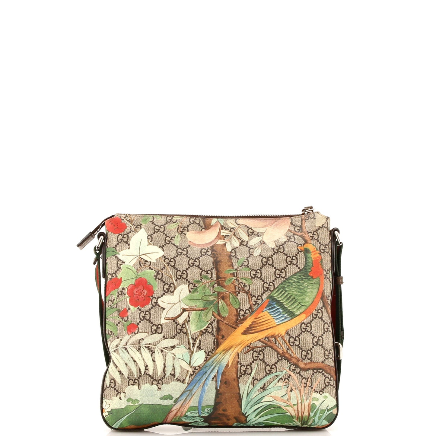 Front Zip Messenger Tian Print GG Coated Canvas Medium
