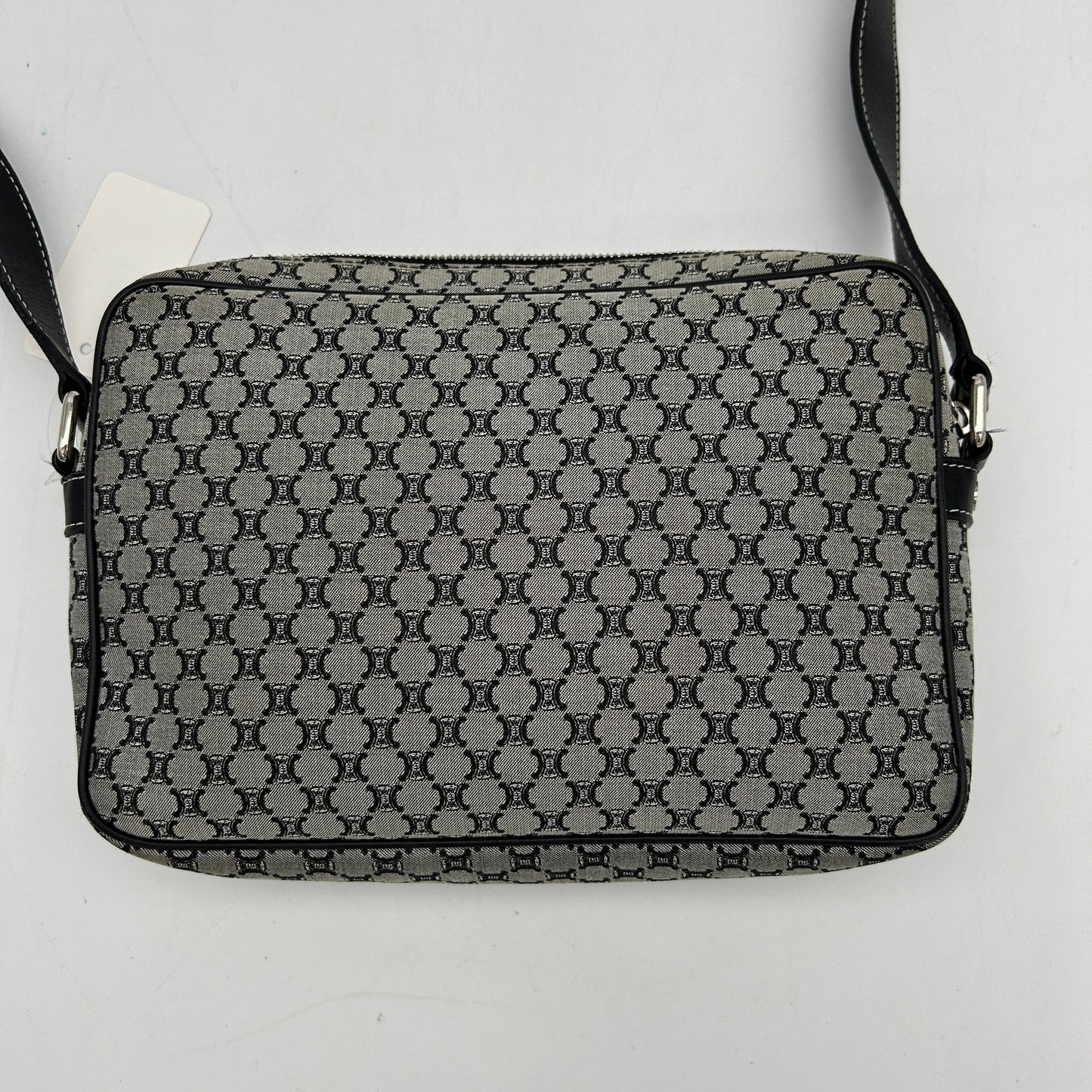 Celine Macadam Canvas Crossbody Bag Black Grey Medium