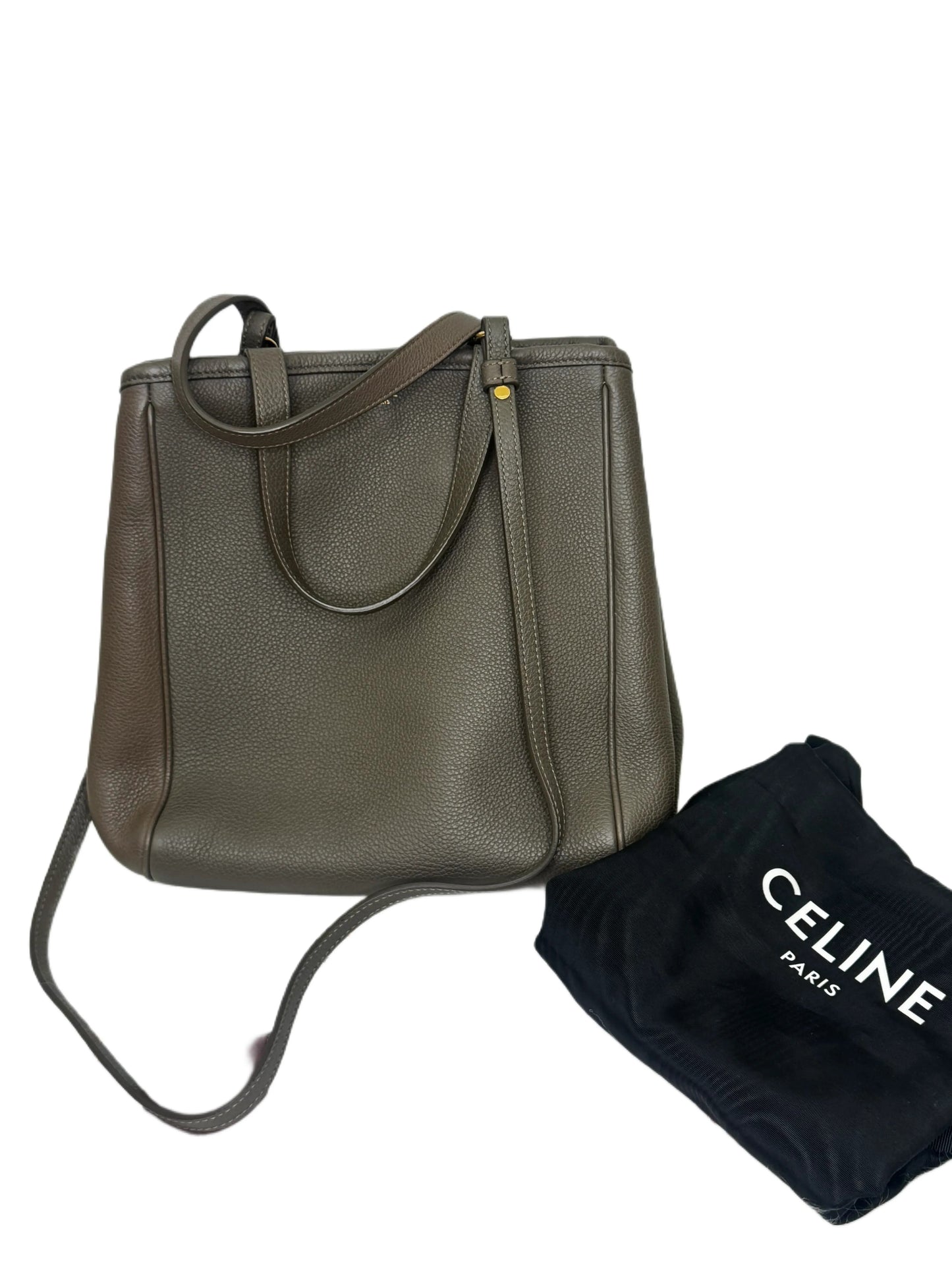 Celine Fold Cabas Tote Bag Greige Leather Medium B20-03