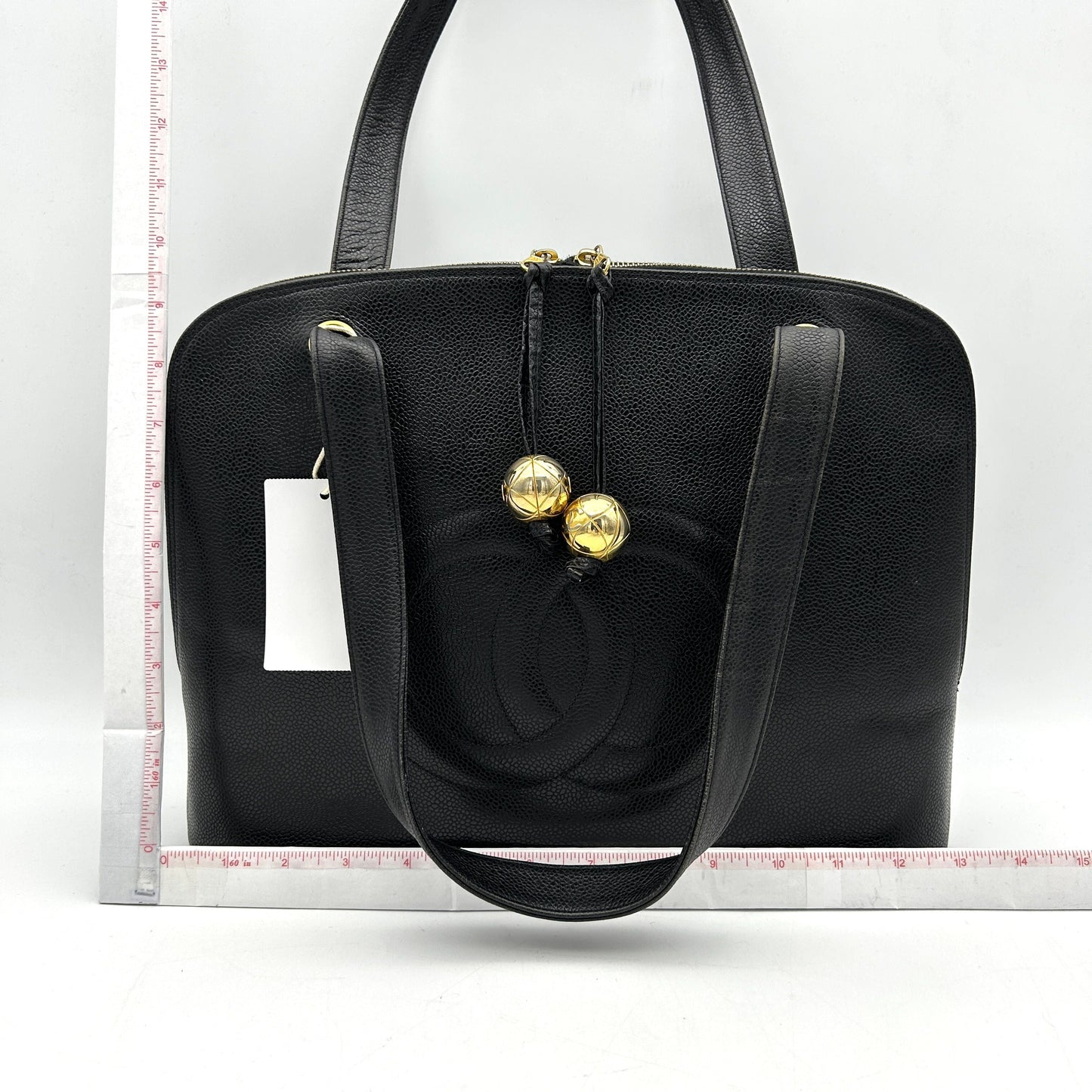 Pre-owned CHANEL Caviar Large CC Shoulder Bag Black  WD012636