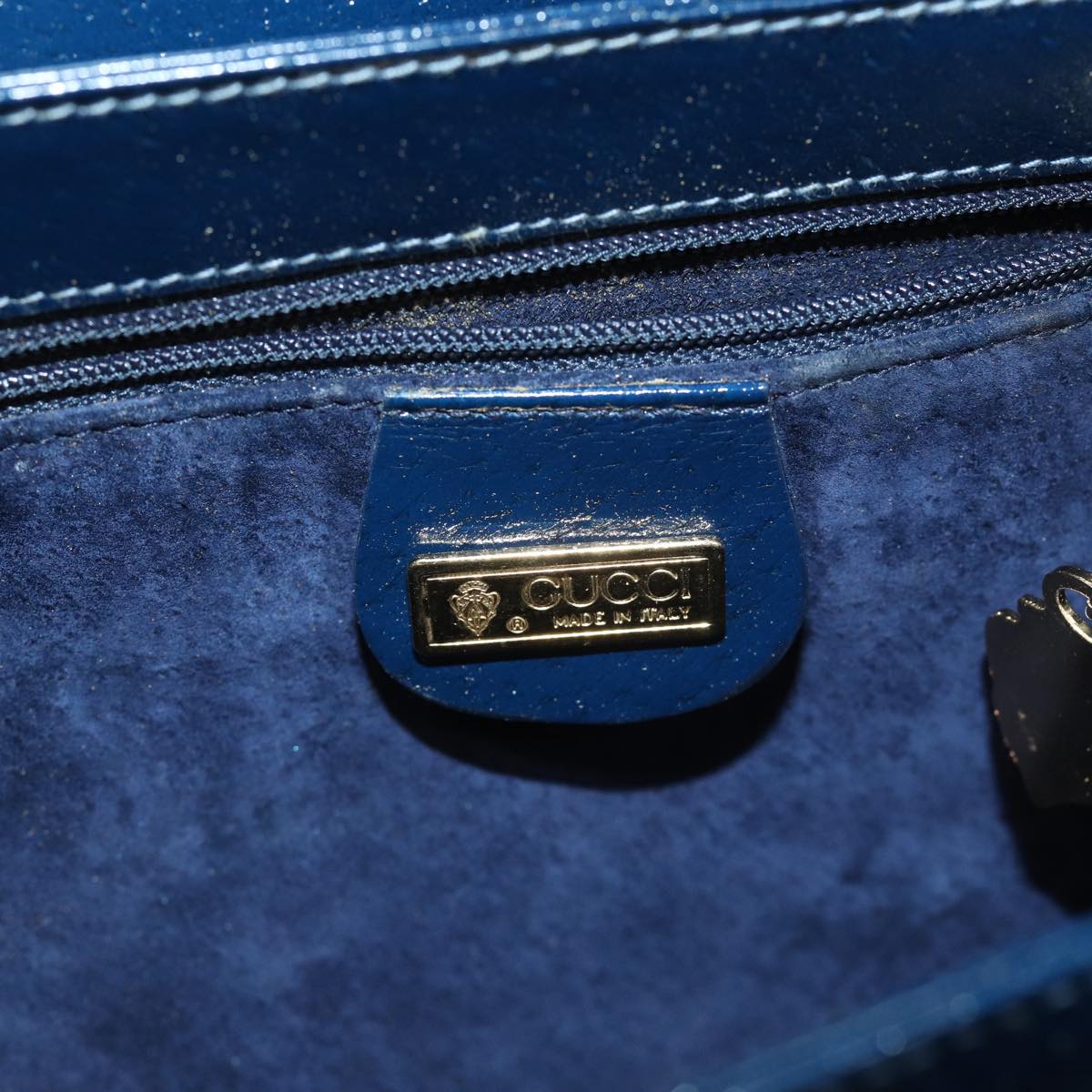 GUCCI Shoulder Bag Leather Navy 80069