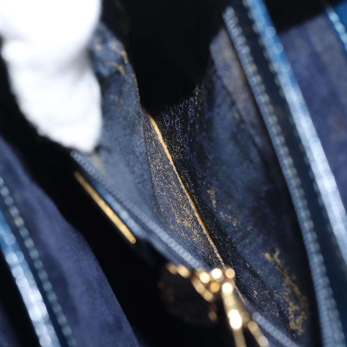 GUCCI Shoulder Bag Leather Navy 80069