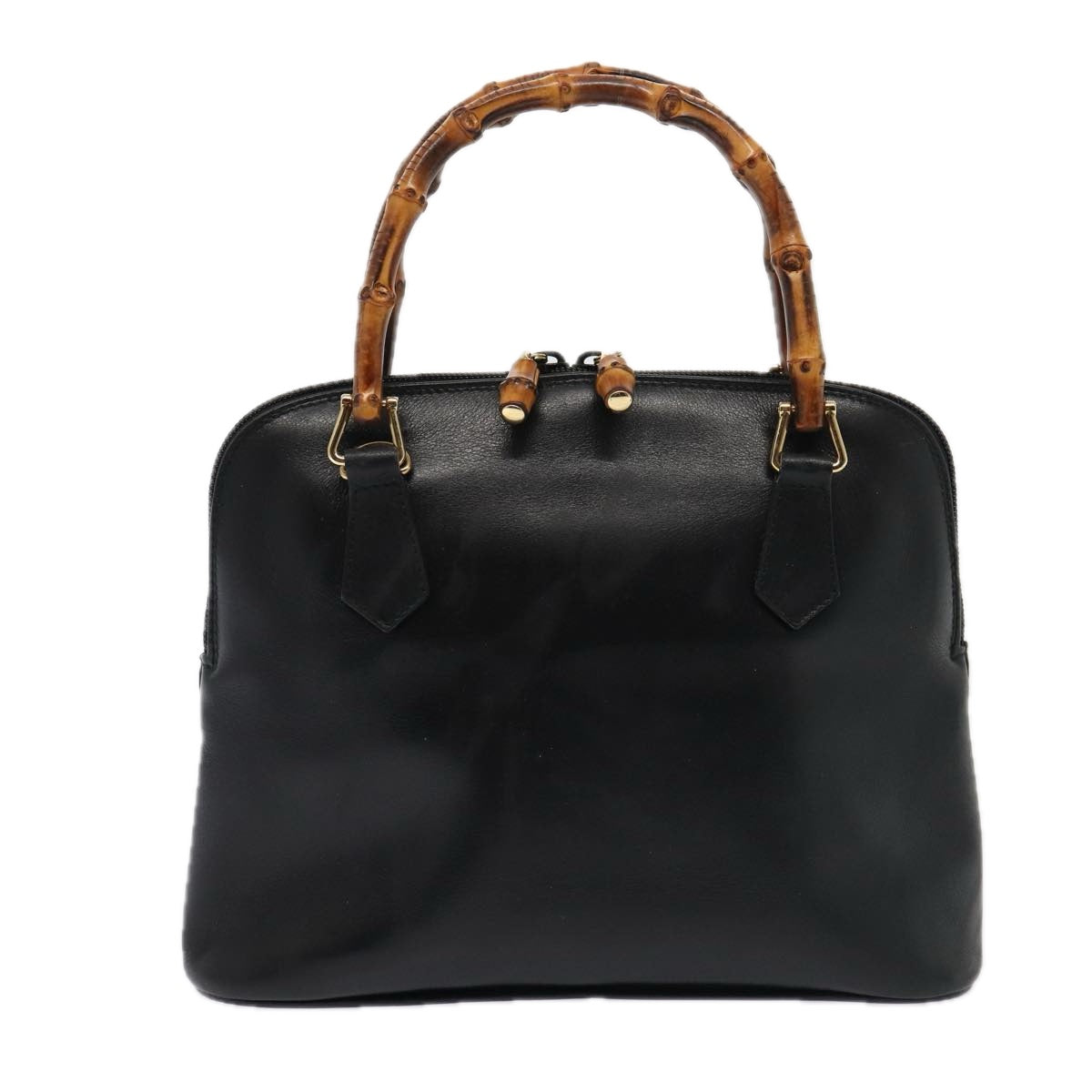 GUCCI Bamboo Hand Bag Leather 2way Black 000 122 0290 80072