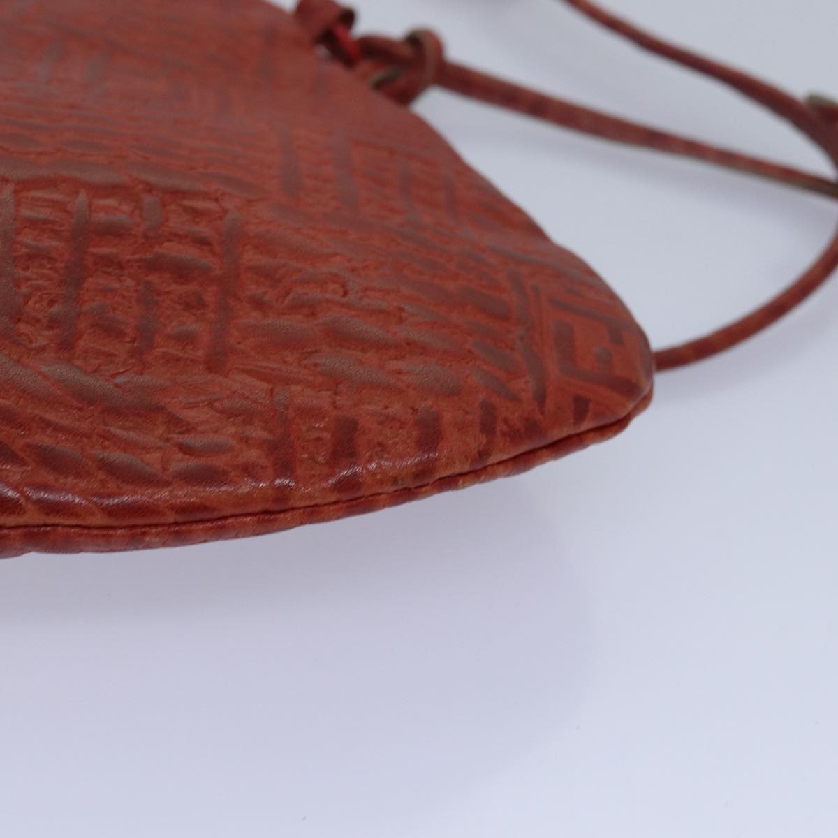 FENDI Shoulder Bag Leather Red 80075