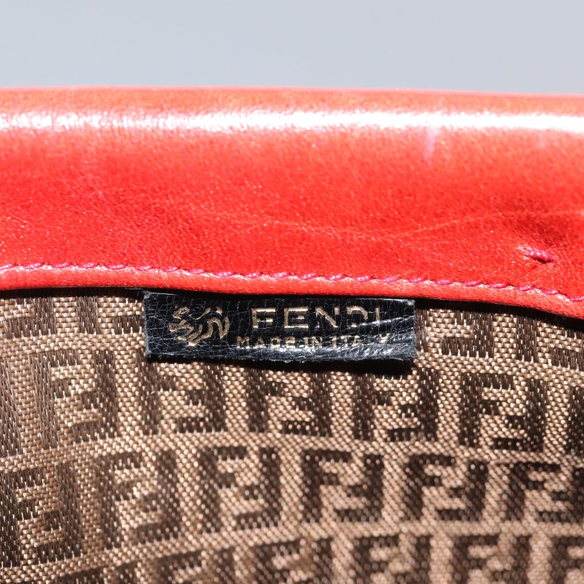 FENDI Shoulder Bag Leather Red 80075