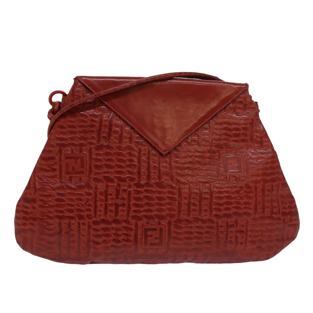 FENDI Shoulder Bag Leather Red 80075